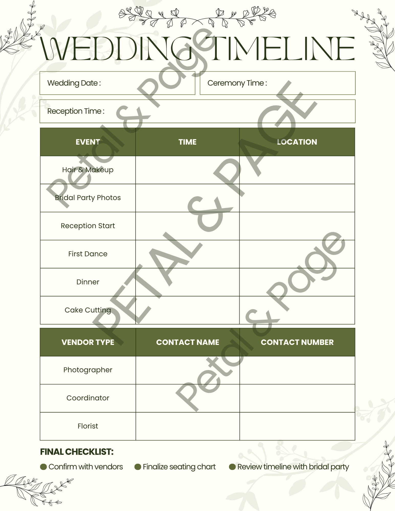 Get Hitched & Organized – Wedding Day Schedule