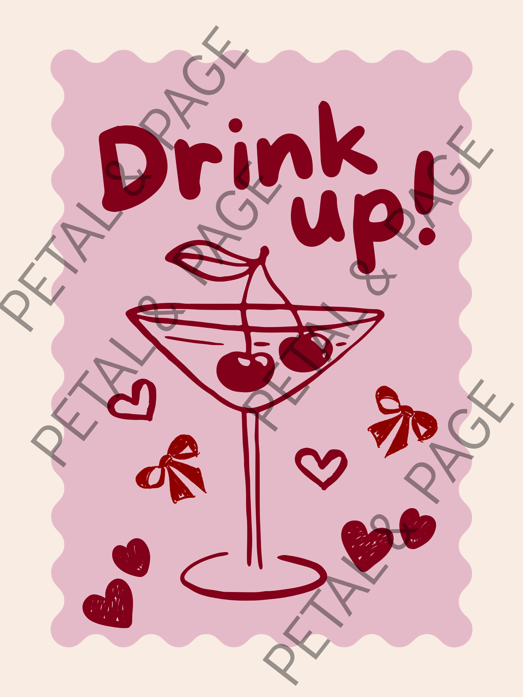 Foodie Wall Art in Pink & Red – Digital Print for Room Decor 4 Pack