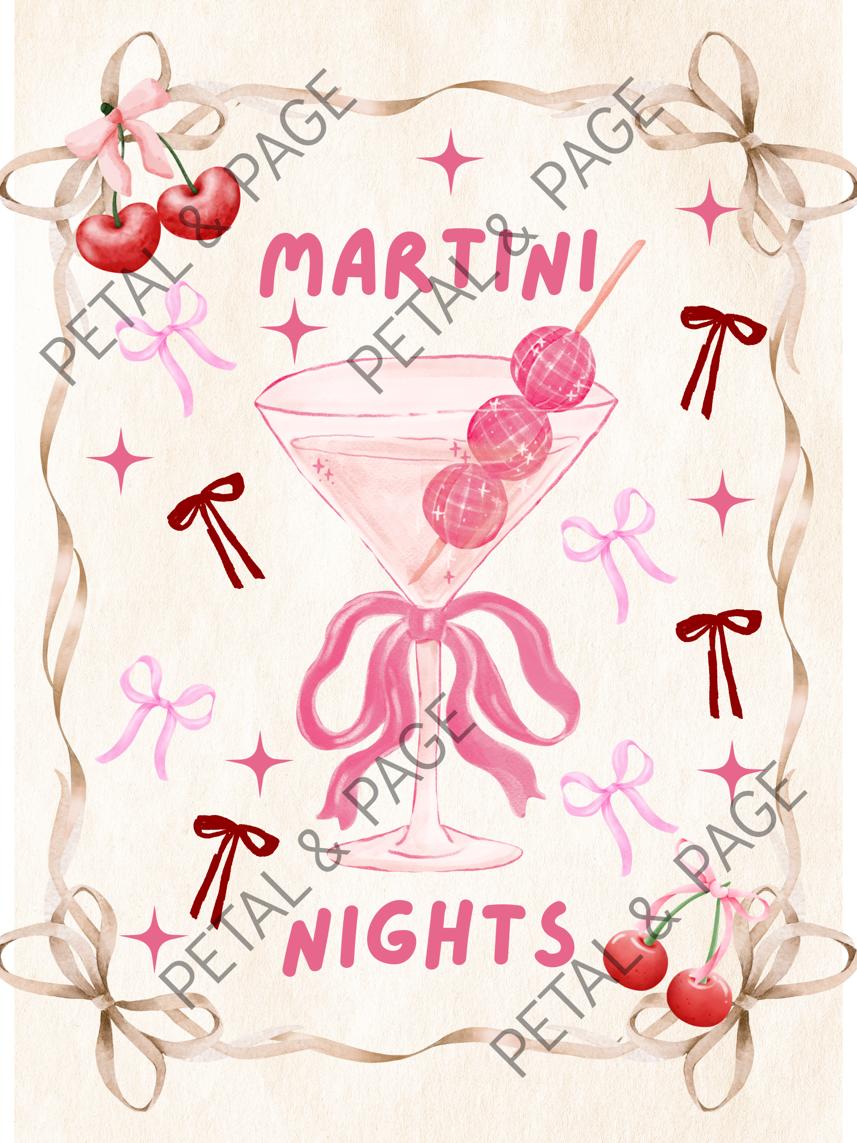 Flirty & Fizzy – Pink Martini Wall Art