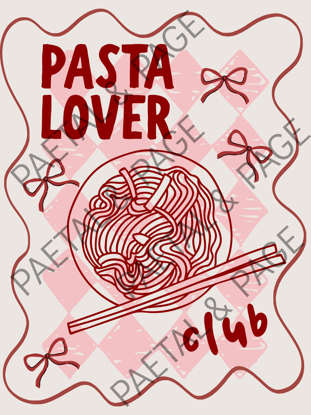 Foodie Wall Art in Pink & Red – Digital Print for Room Decor 4 Pack