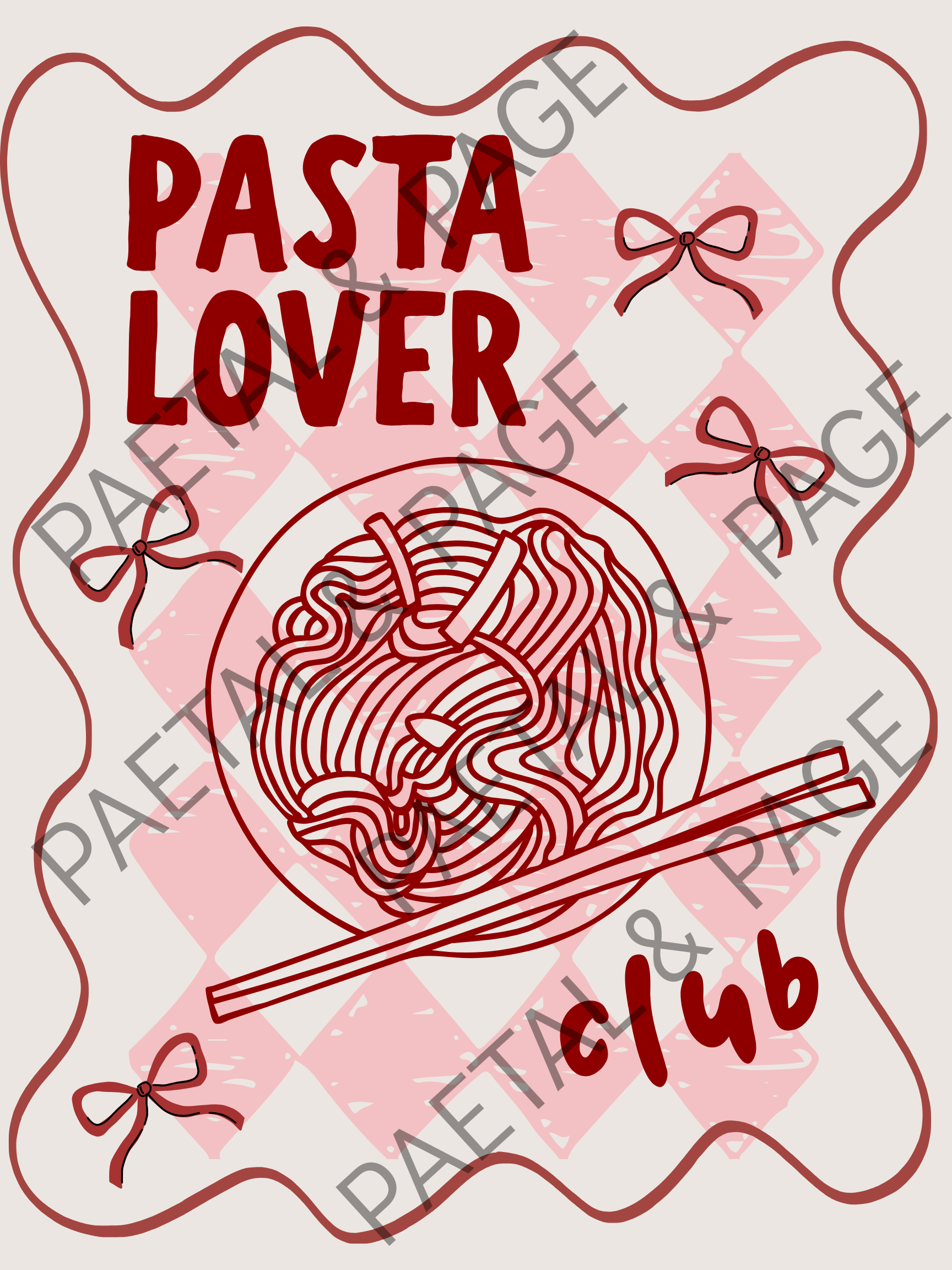 Foodie Wall Art in Pink & Red – Digital Print for Room Decor 4 Pack